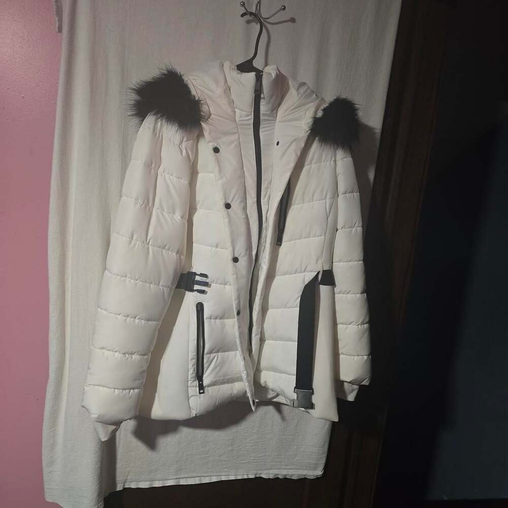 Xersion Puffer Jacket Size XXL White Faux Fur Trim Winter Coat